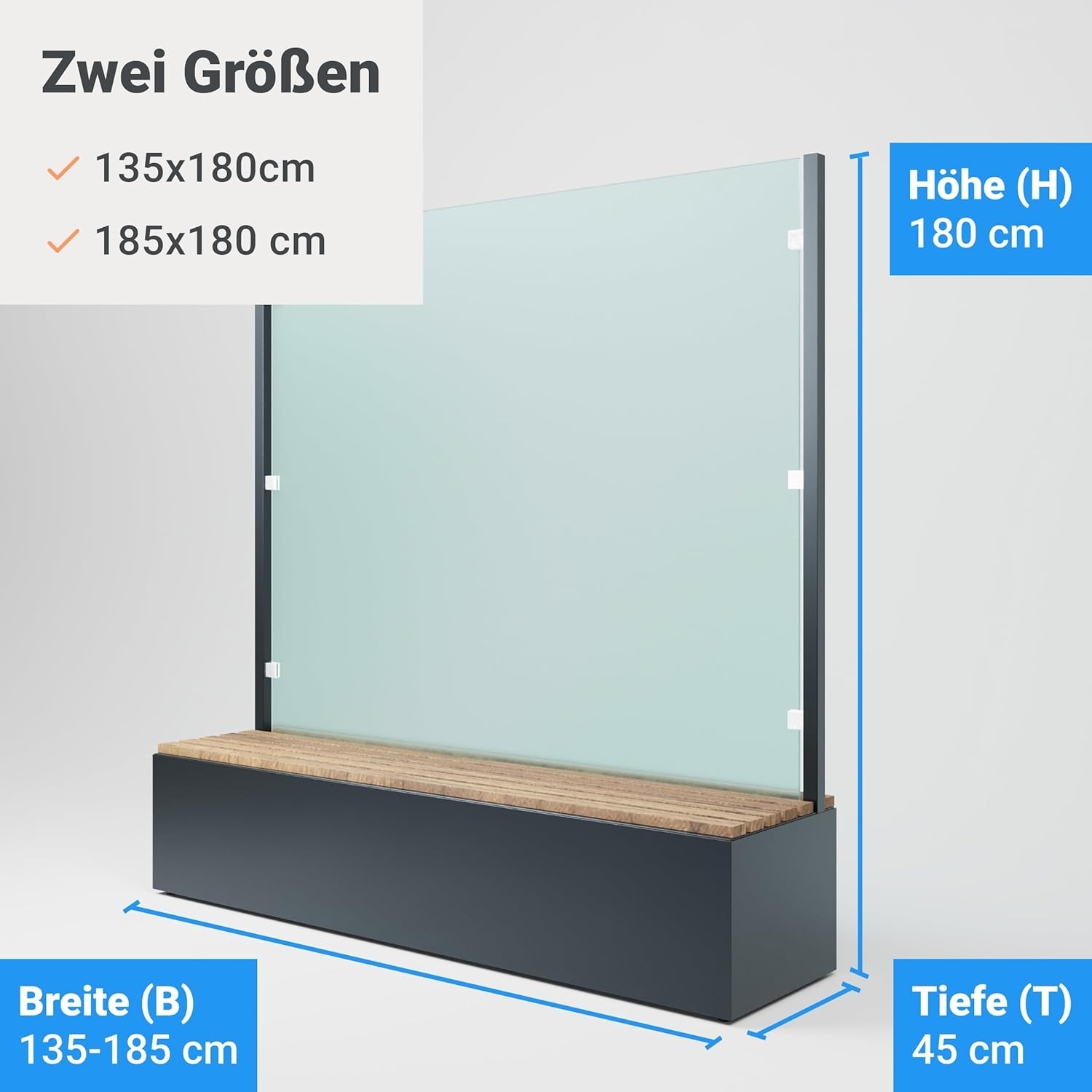 Sitzbank mit Sicht- & Windschutz 135 cm breit