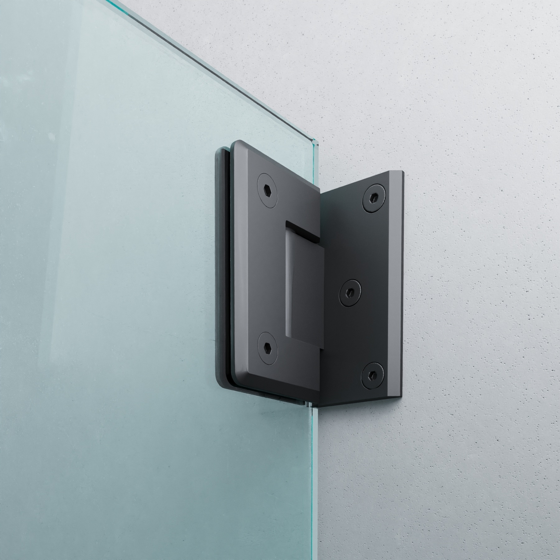Scharnier Verbindung | Wand-Glas 90° | Schwarz Matt