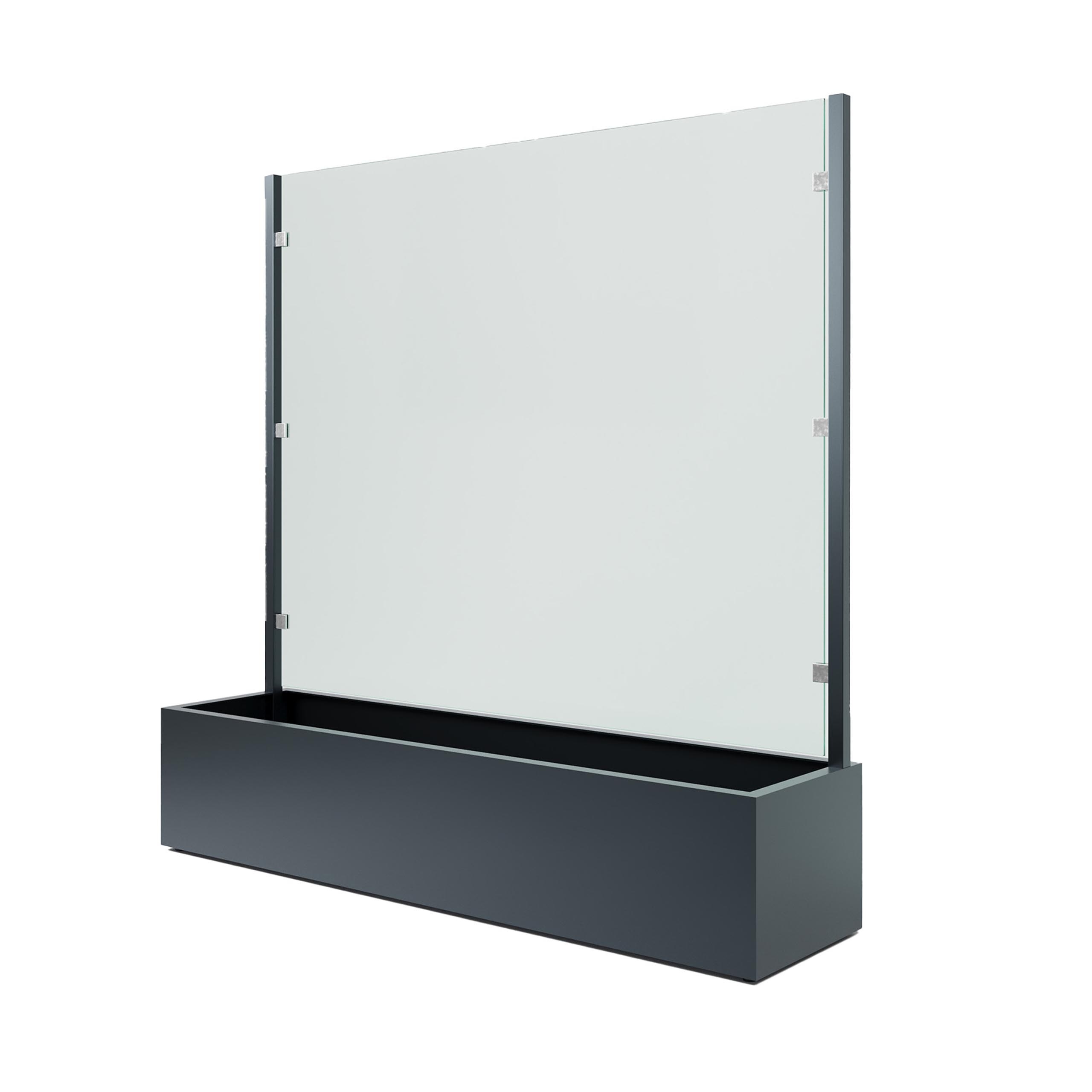 Pflanzkasten / Windschutz 158,5 cm breit mit satiniertem Glas