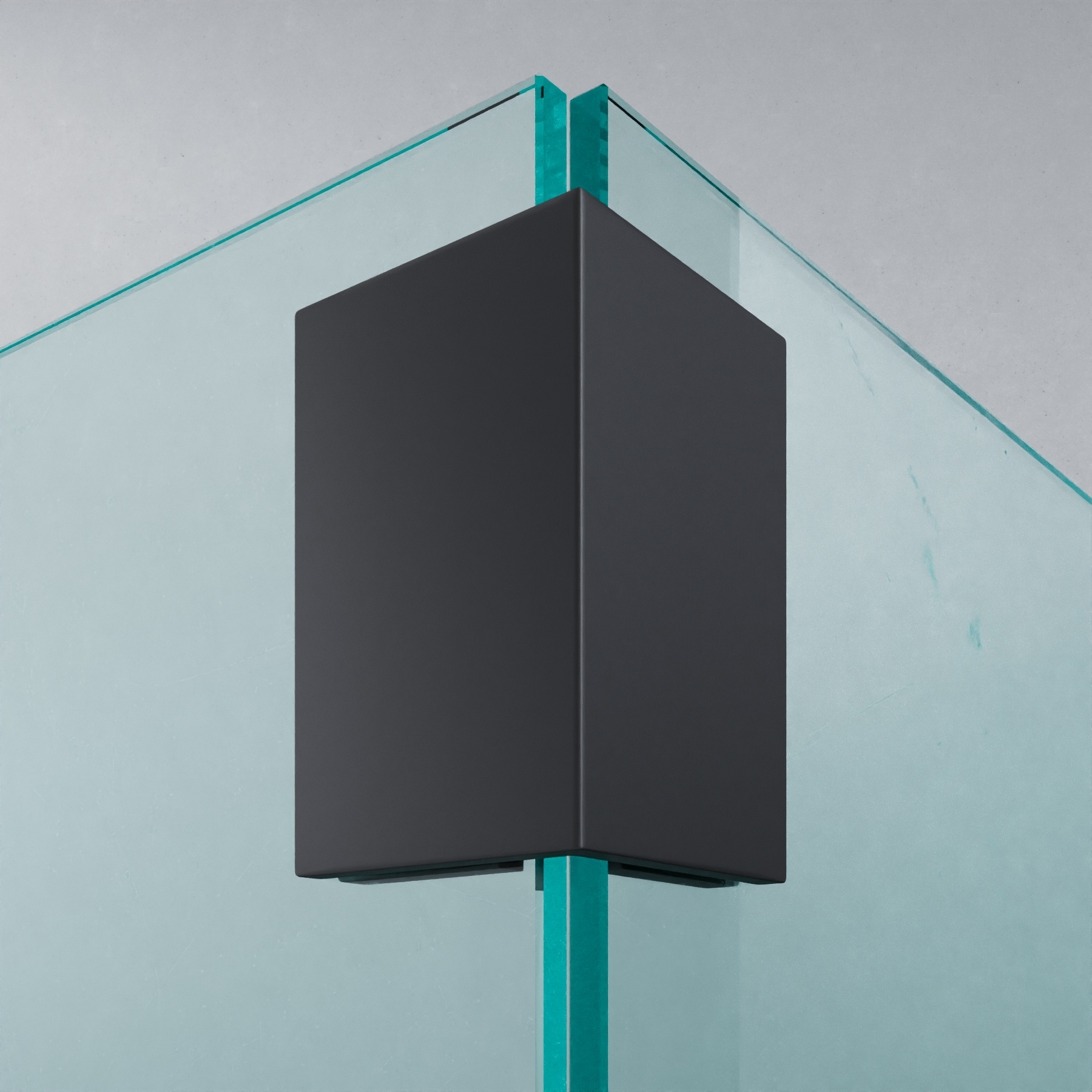 Winkelverbinder | Glas-Glas 90° | Schwarz Matt