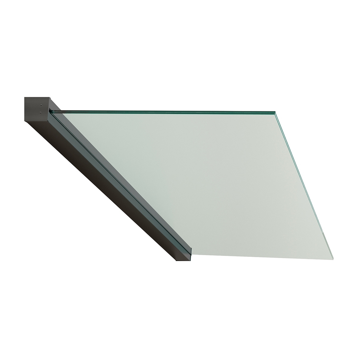 Freitragendes Vordach | 160 cm | Eckiges Klemmprofil in Anthrazit | Komplettset mit Glas