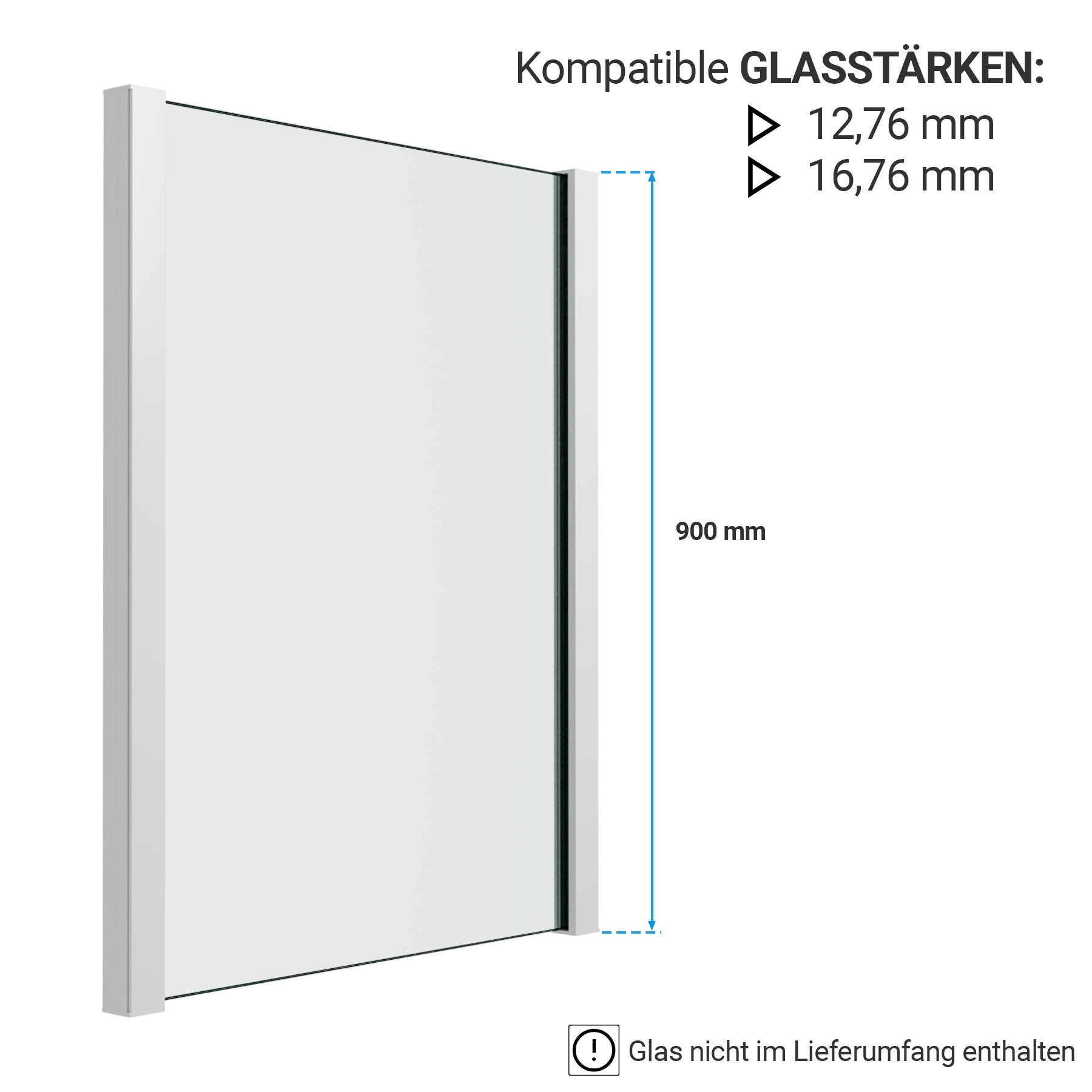 Französischer Balkon im Komplettset, 900 mm hoch - Weiss