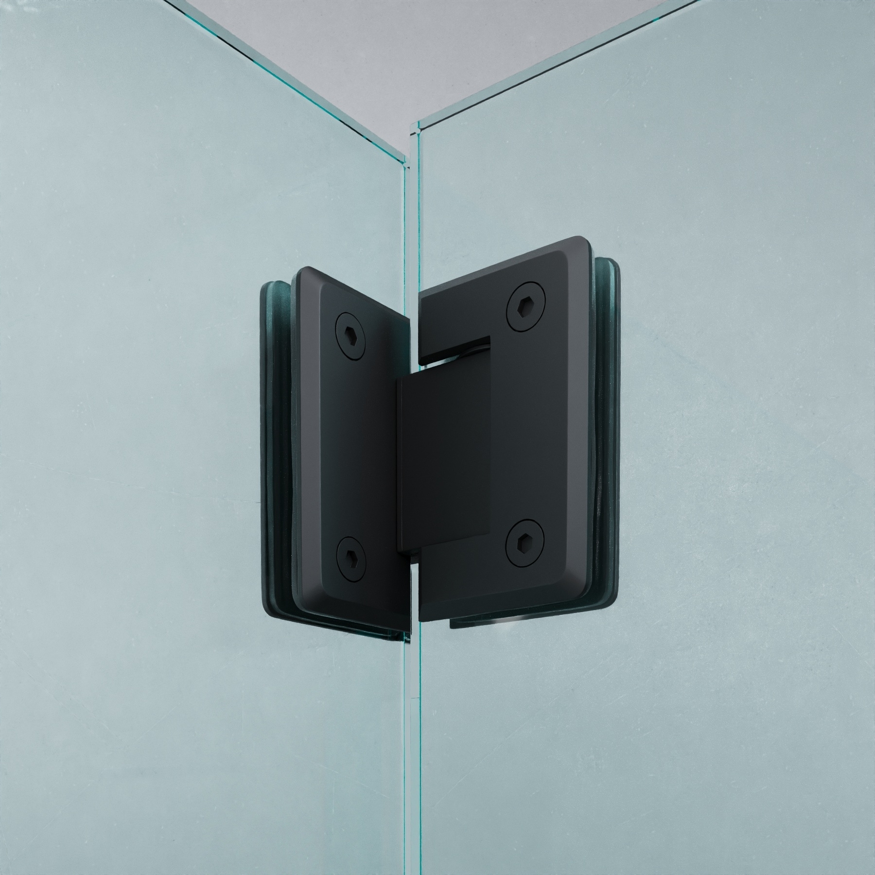 Scharnier Verbindung | Glas-Glas 90° | Schwarz Matt