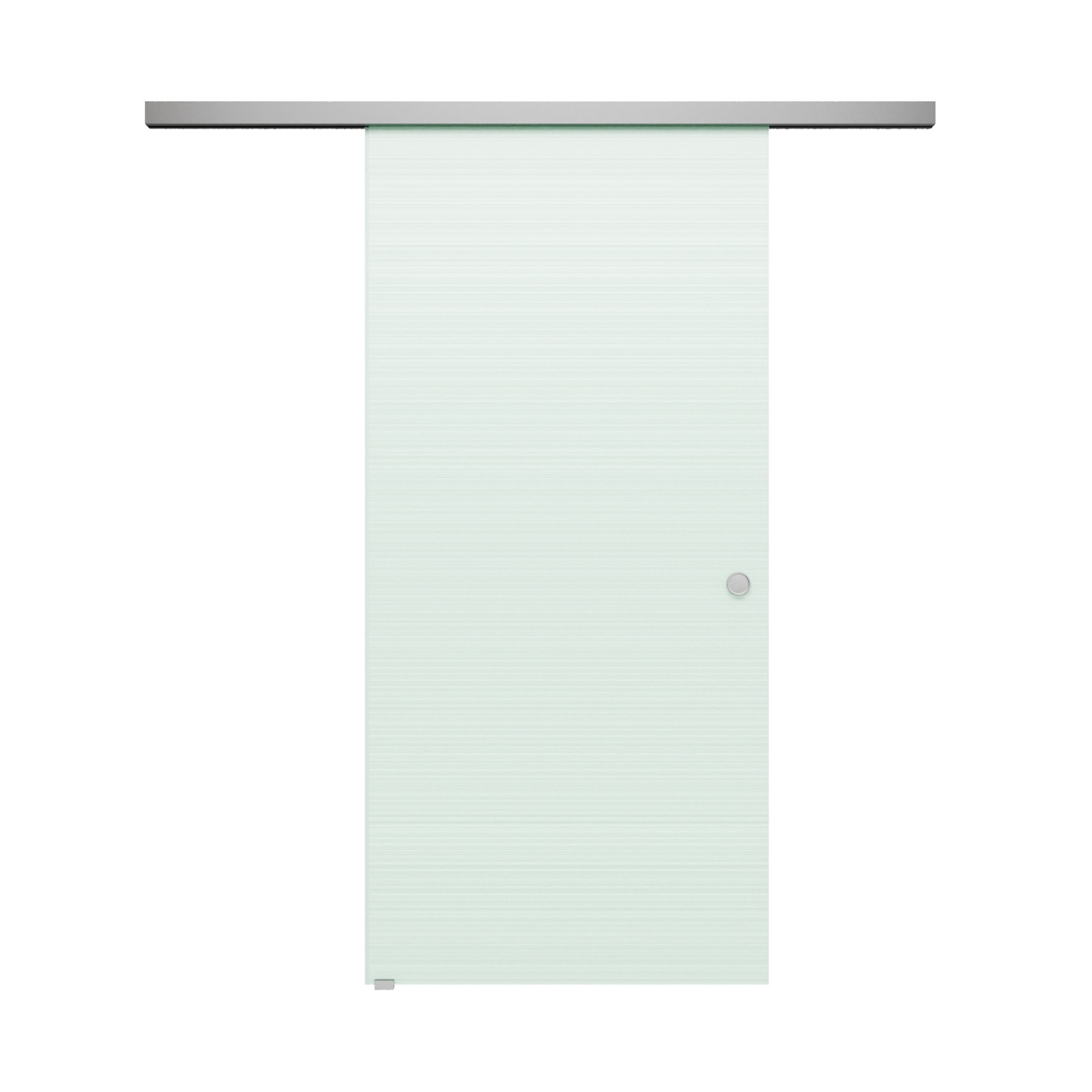 Schiebetür BASIC mit Softclose | in Edelstahloptik | Komplettset mit Klarglas Muster "STRIPES DQ"