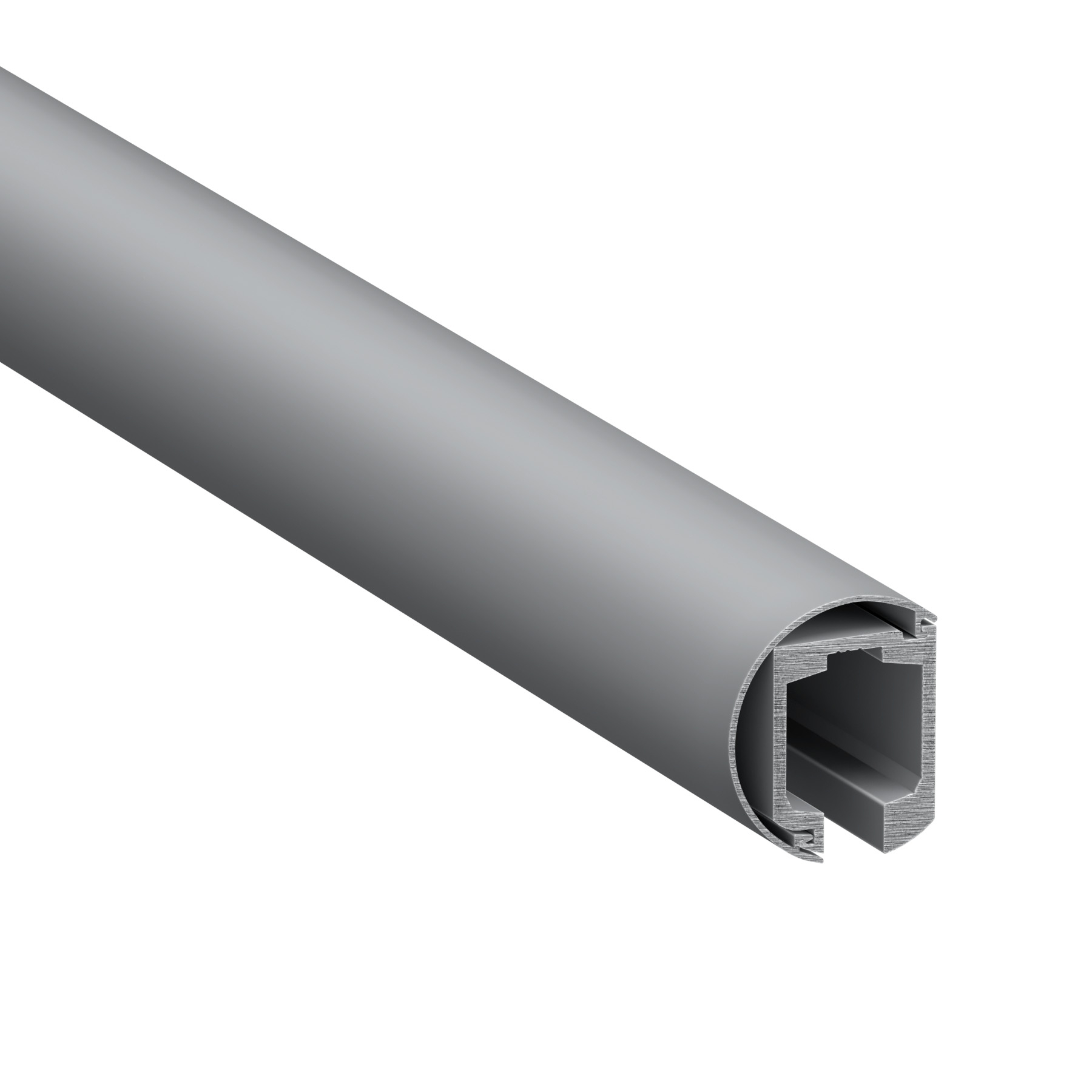 Laufschiene einflügelig, rund - Aluminium eloxiert