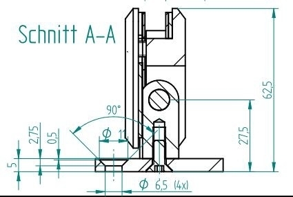 Scharnier Verbindung | Wand-Glas 90° | Schwarz Matt