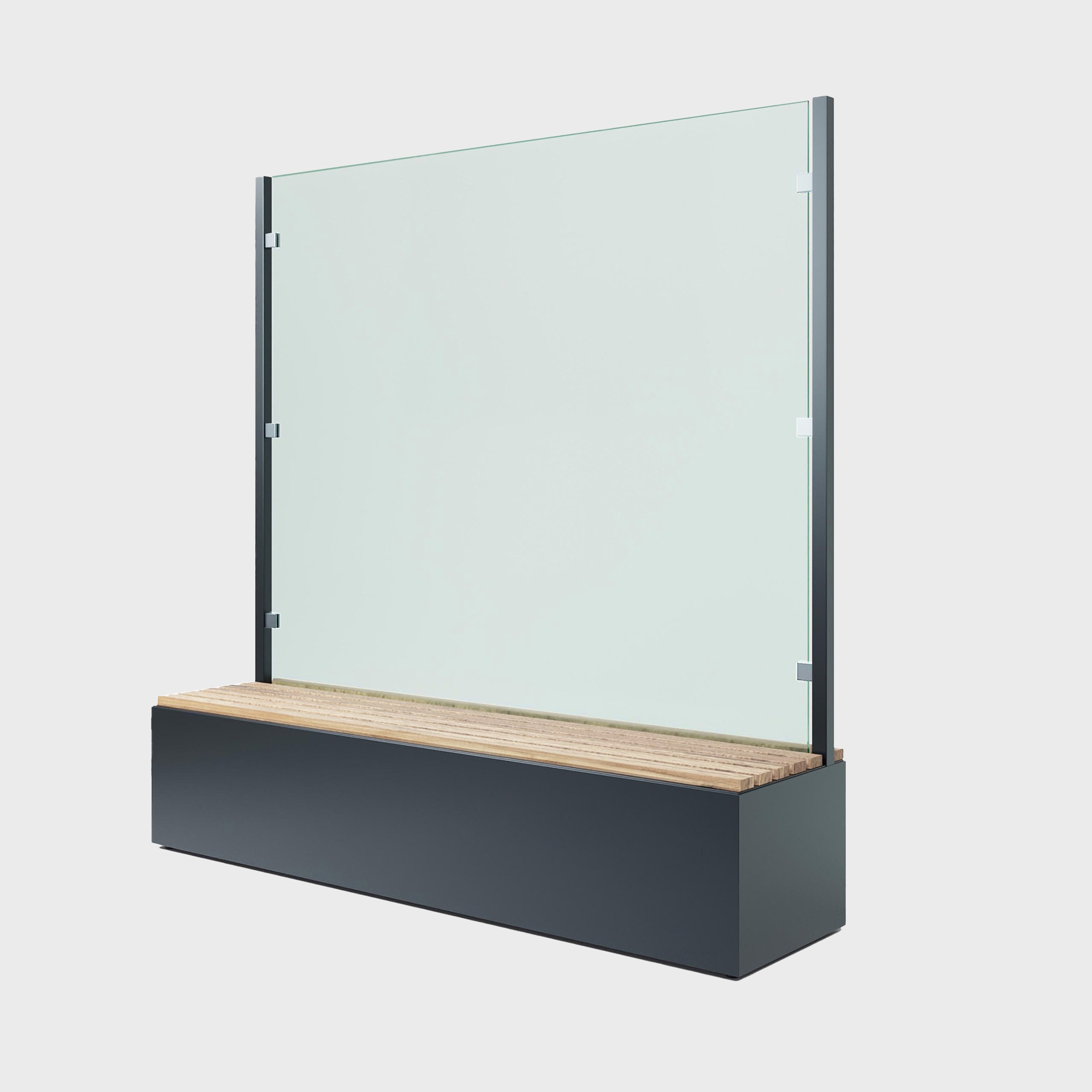 Sitzbank mit Sicht- & Windschutz | 185 cm breit | Klarglas