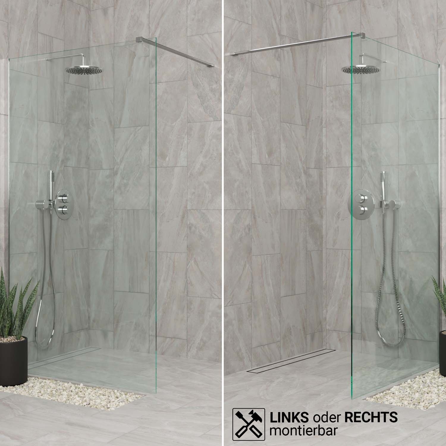 Walk-In Dusche AquaSplash | 120 cm x 200 cm | Hochglanz