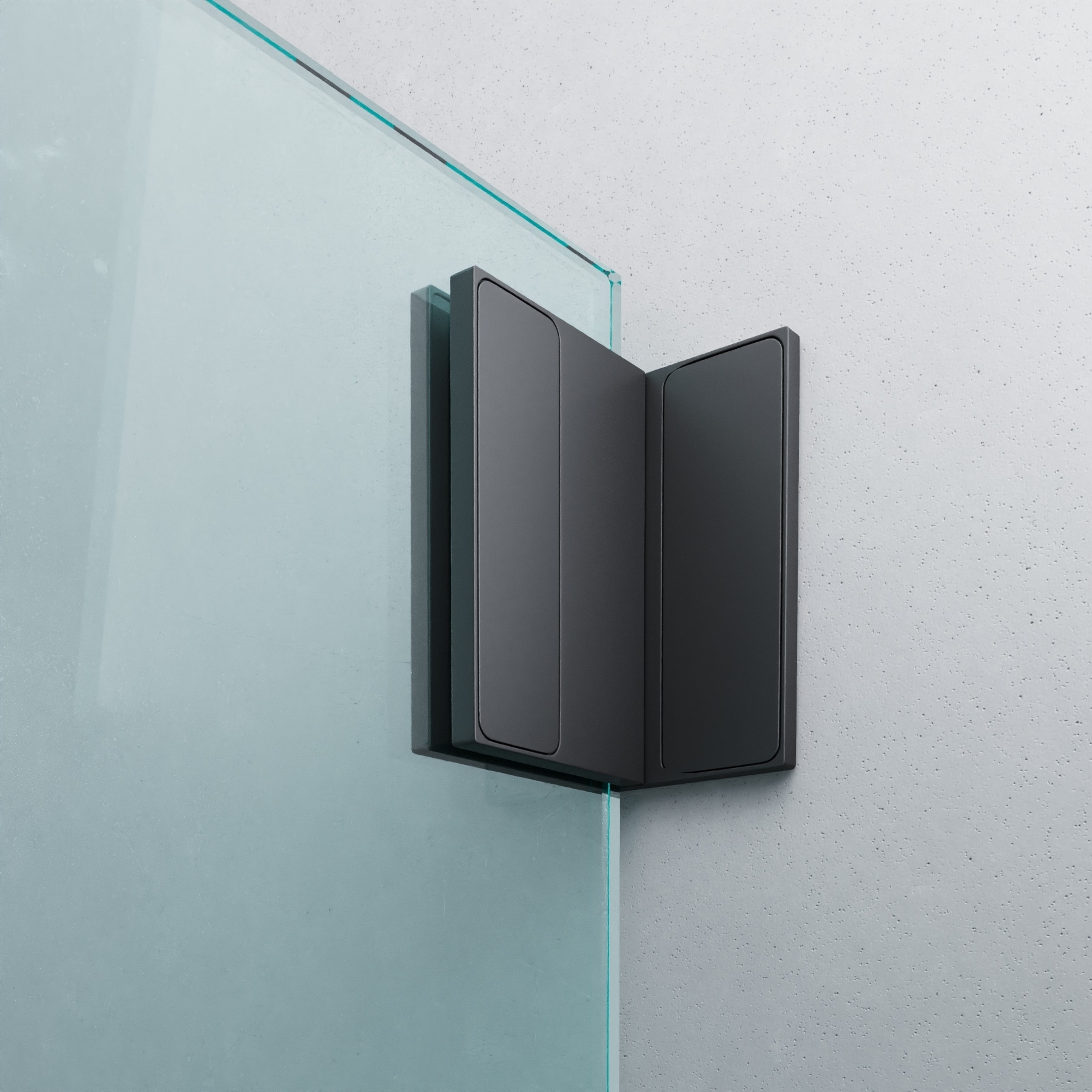 Winkelverbinder | Glas-Wand 90° | Schwarz Matt