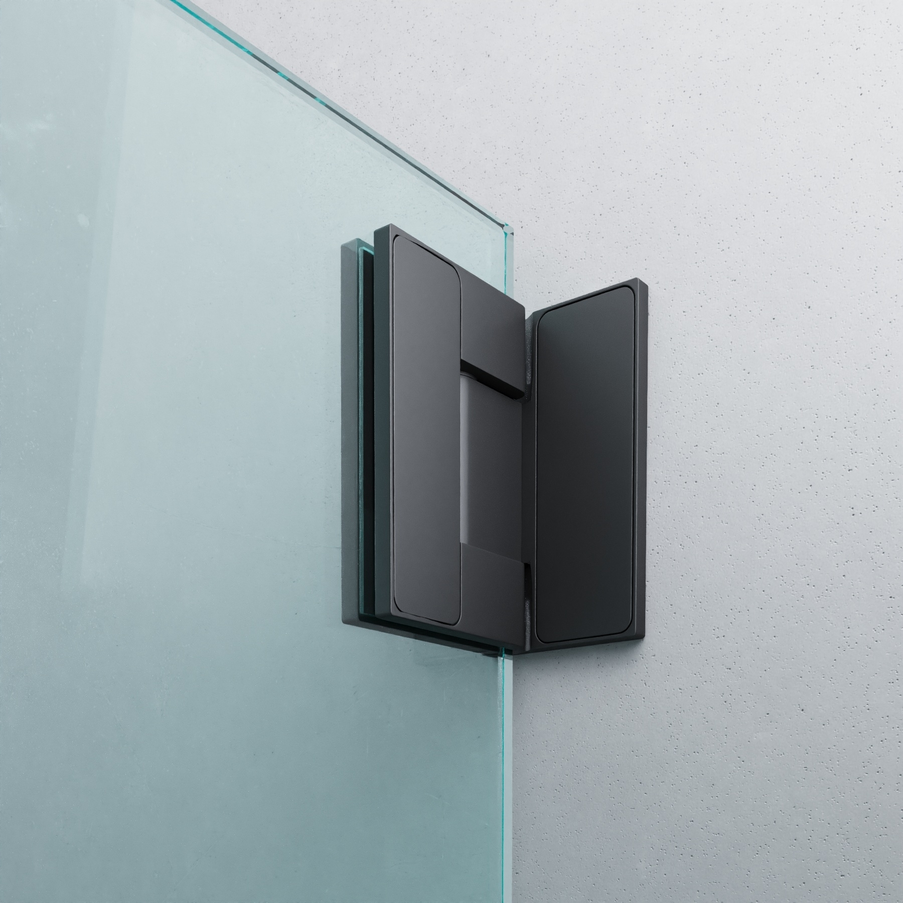 Scharnier Verbinder | Glas-Wand 90° | Schwarz Matt