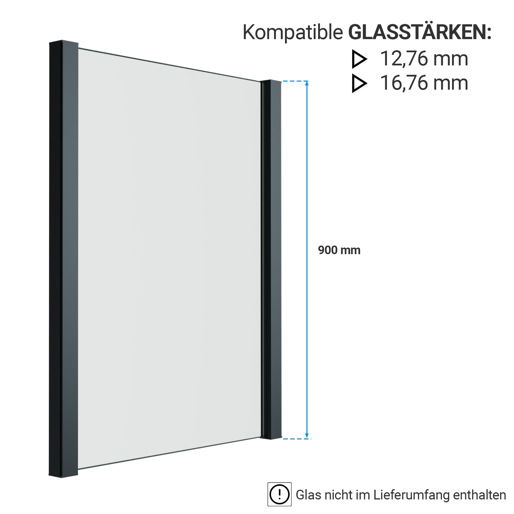 Französischer Balkon im Komplettset, 900 mm hoch - Anthrazit