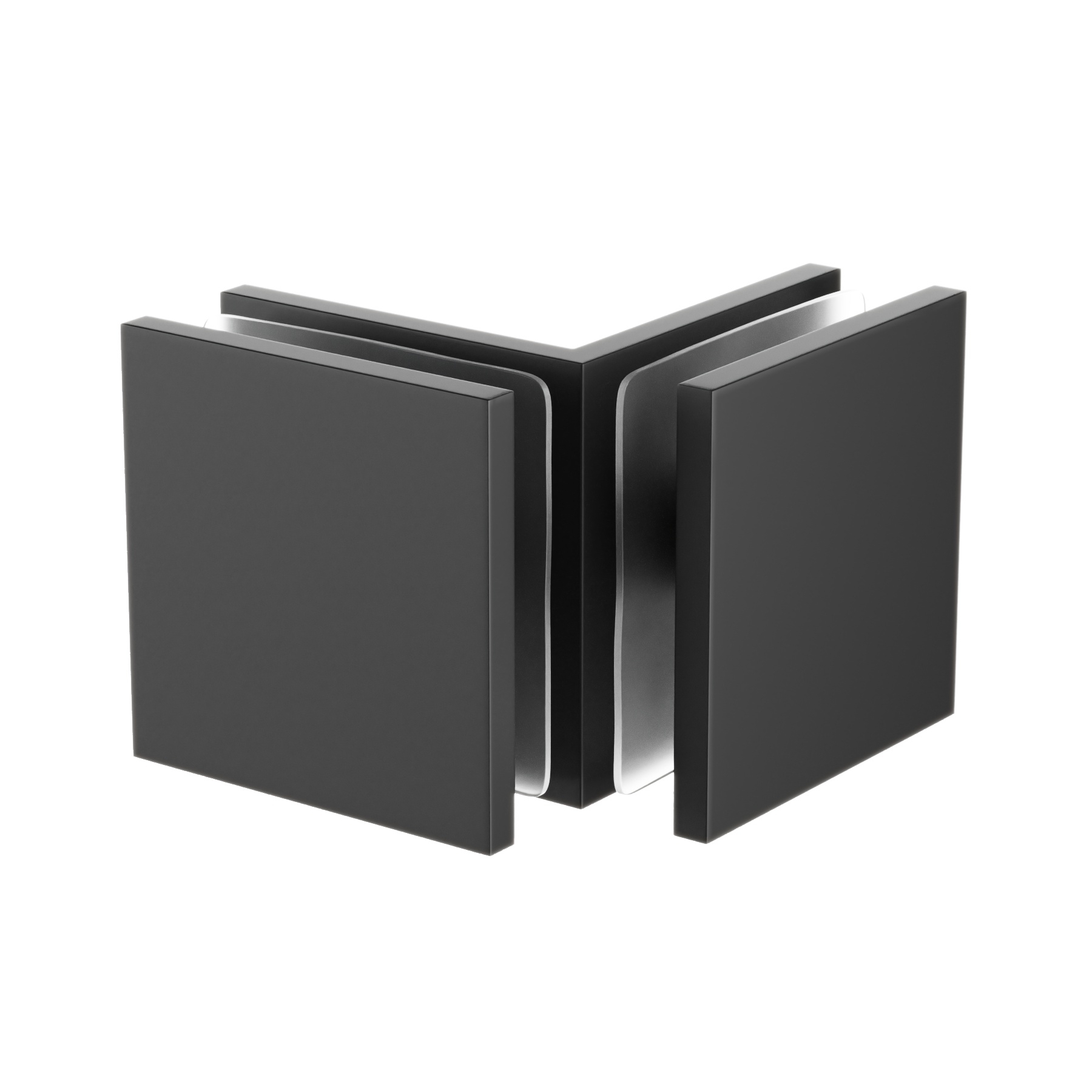 Winkelverbinder | Glas-Glas 90° | Schwarz Matt