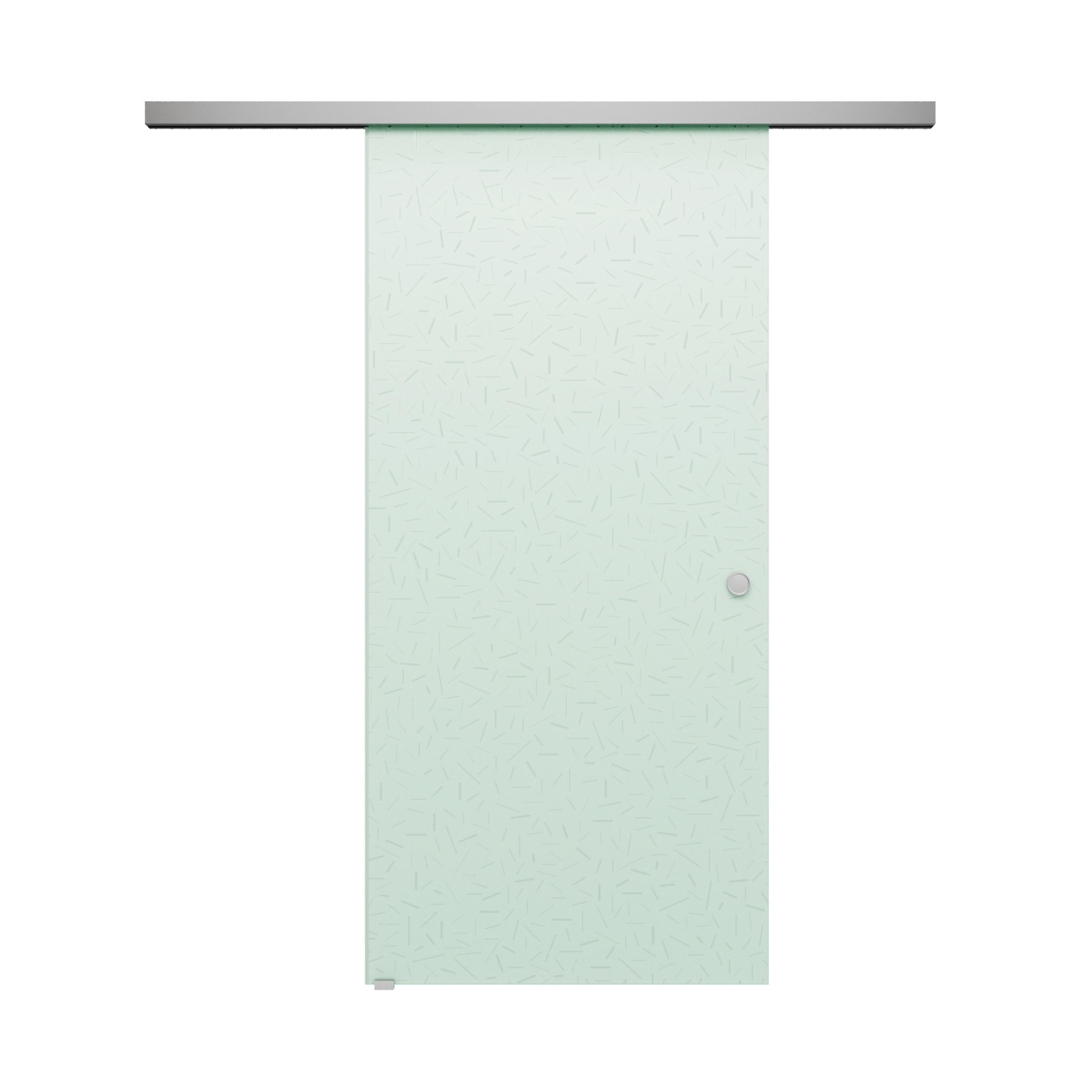 Schiebetür BASIC mit Softclose | in Edelstahloptik | Komplettset mit Klarglas Muster "STRATO"