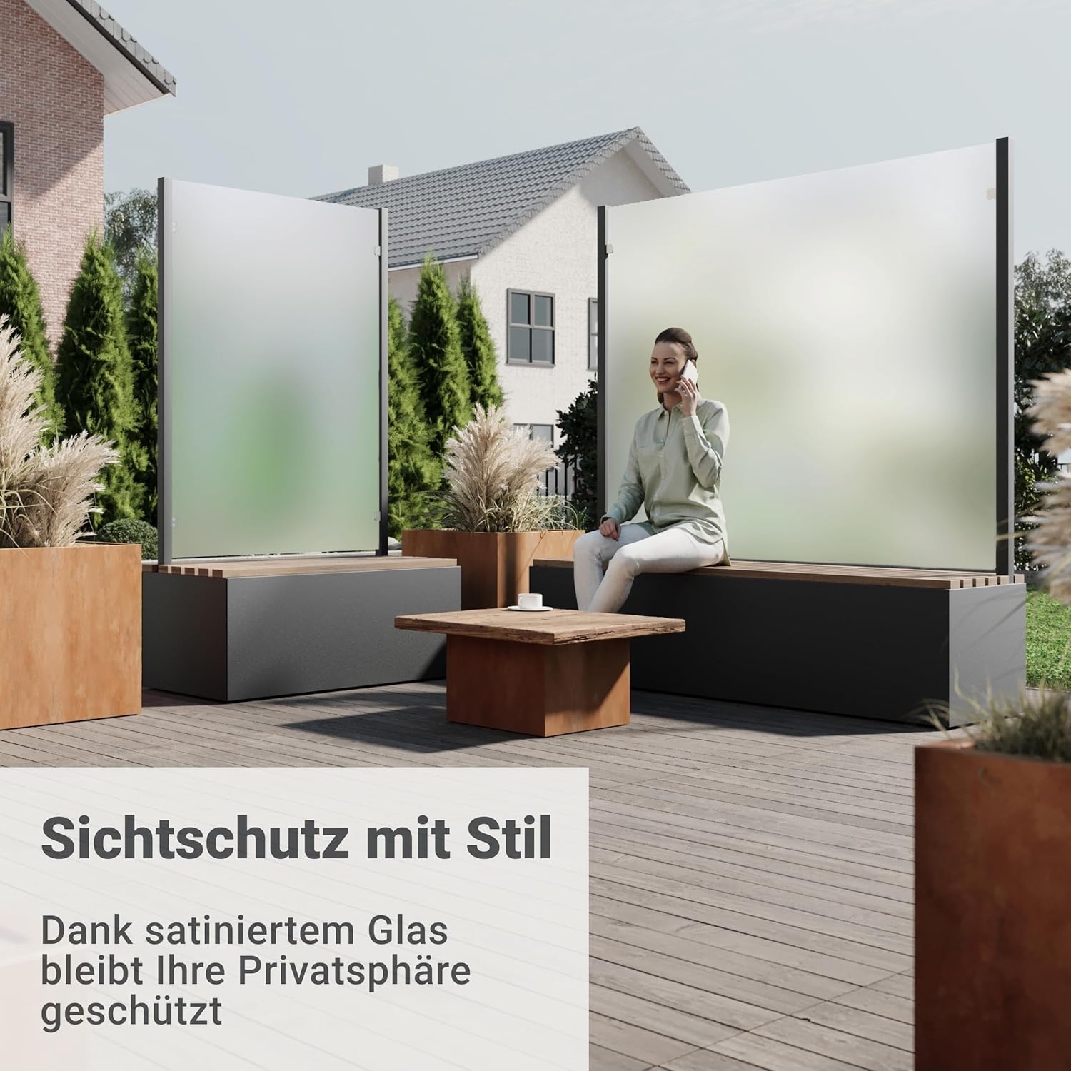 Sitzbank mit Sicht- & Windschutz 135 cm breit