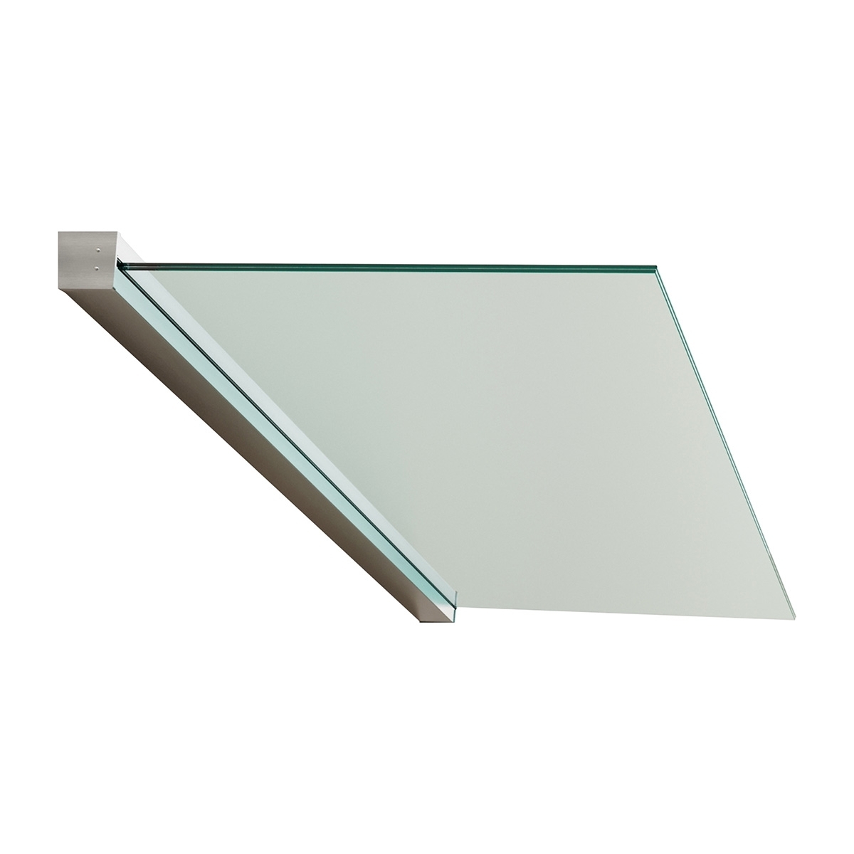 Freitragendes Vordach | 220 cm | Eckiges Klemmprofil in Edelstahloptik | Komplettset mit Glas