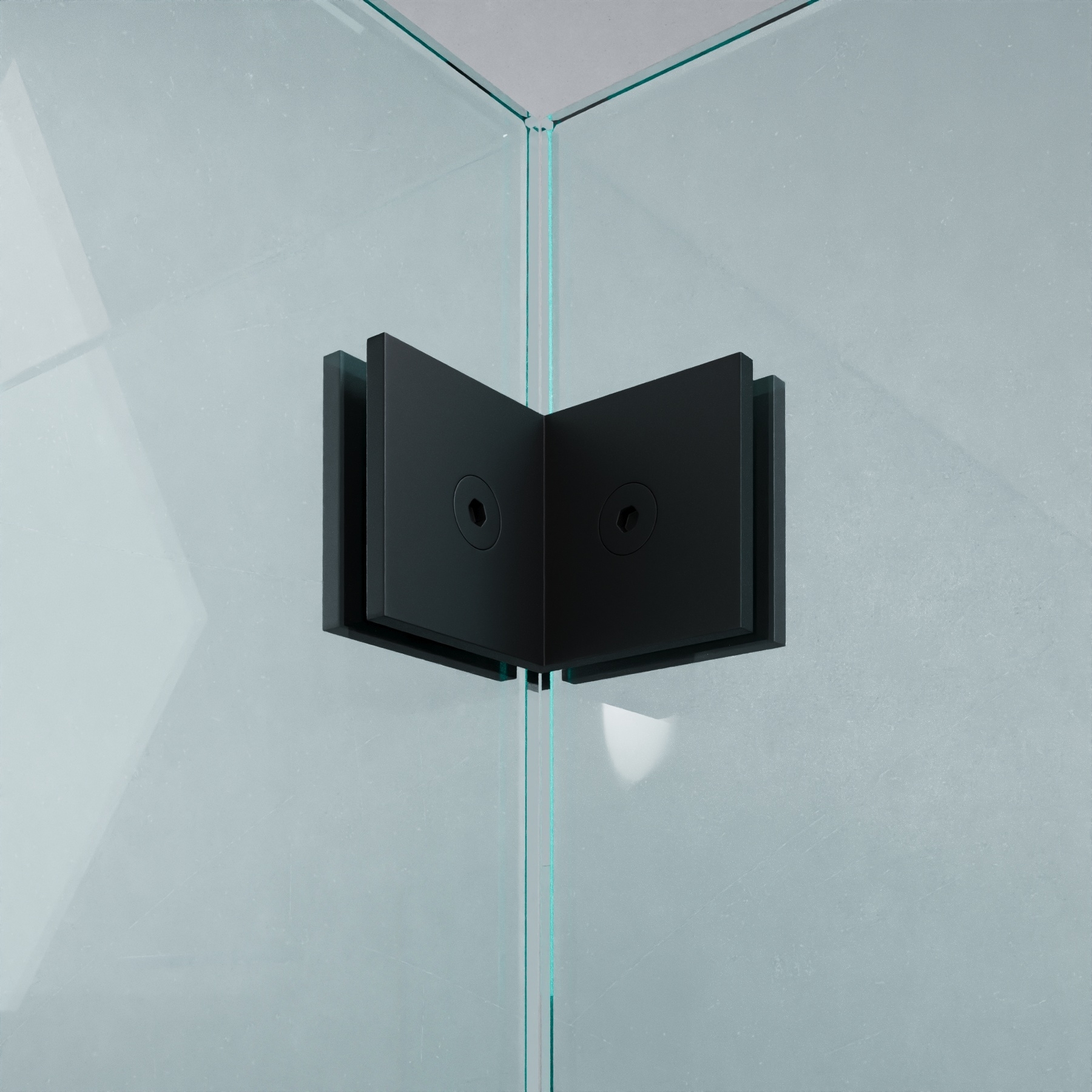Winkelverbinder | Glas-Glas 90° | Schwarz Matt