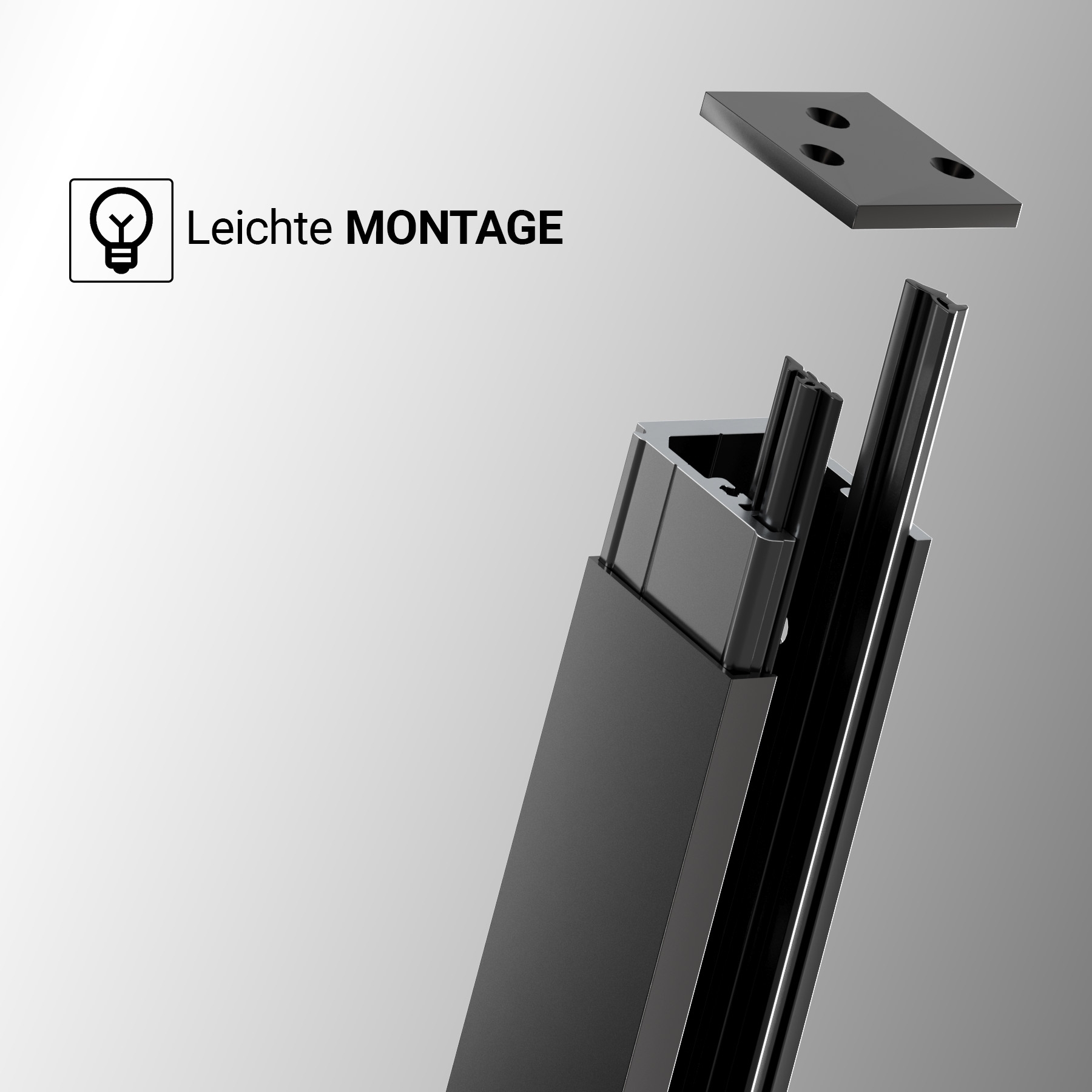 Französischer Balkon, Komplettset Schwarz RAL 9005 matt, Länge 900 mm