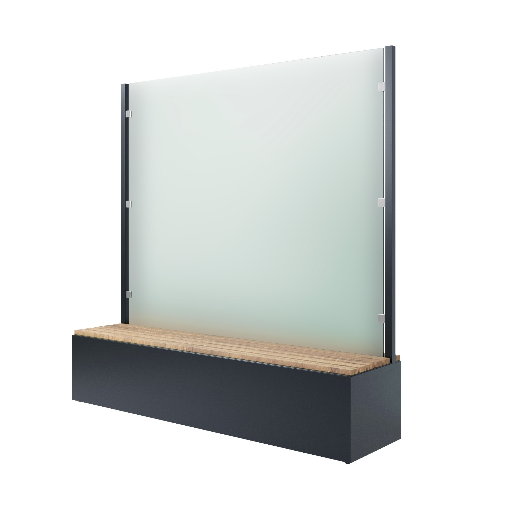 Capri LightCapri Light100%10B4Sitzbank mit Sicht- & Windschutz | 135 cm breit | Klarglas satiniert   	Sitzbank mit Sicht- & Wi