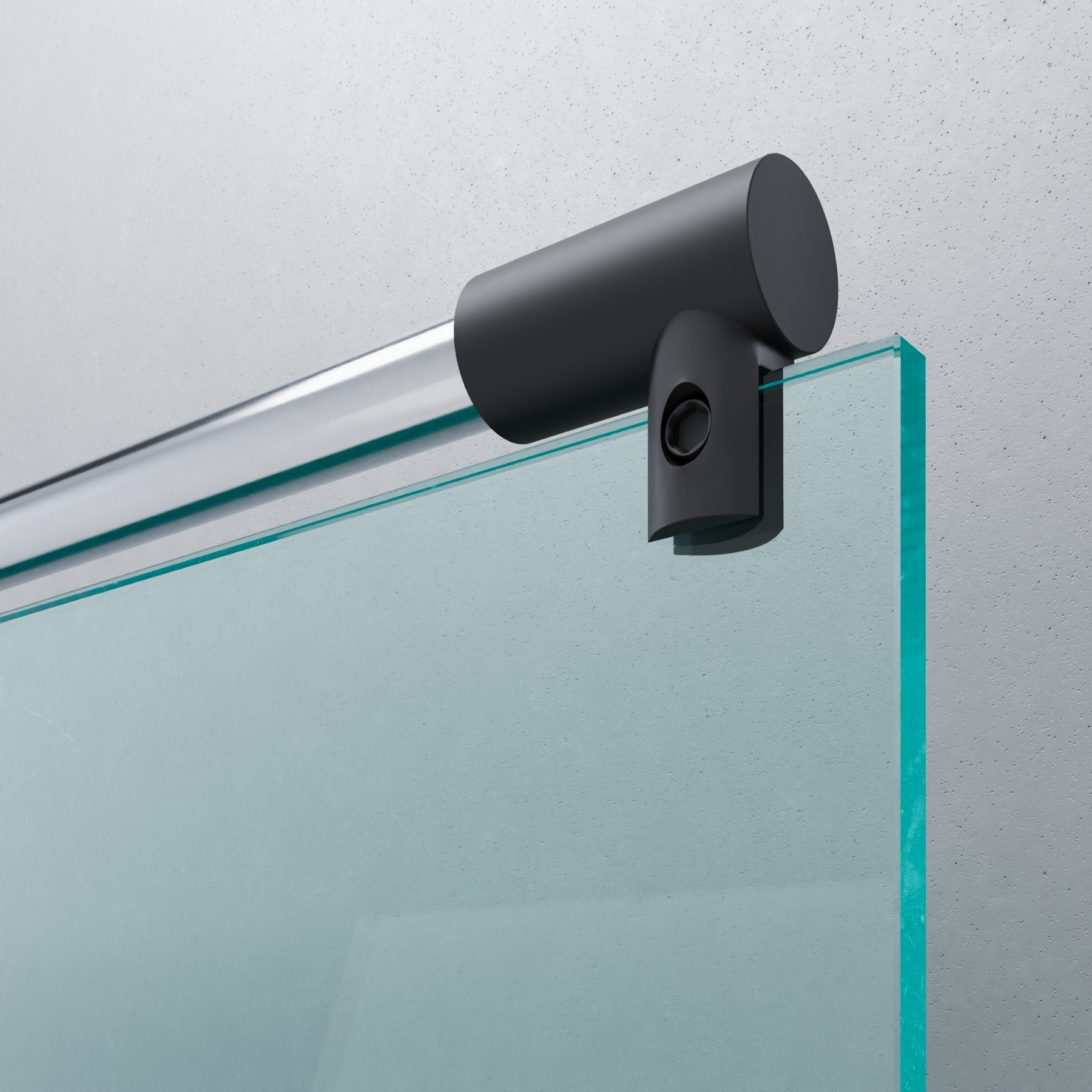 Glasklemme variabel | 20 mm Rohrdurchmesser | Schwarz Matt