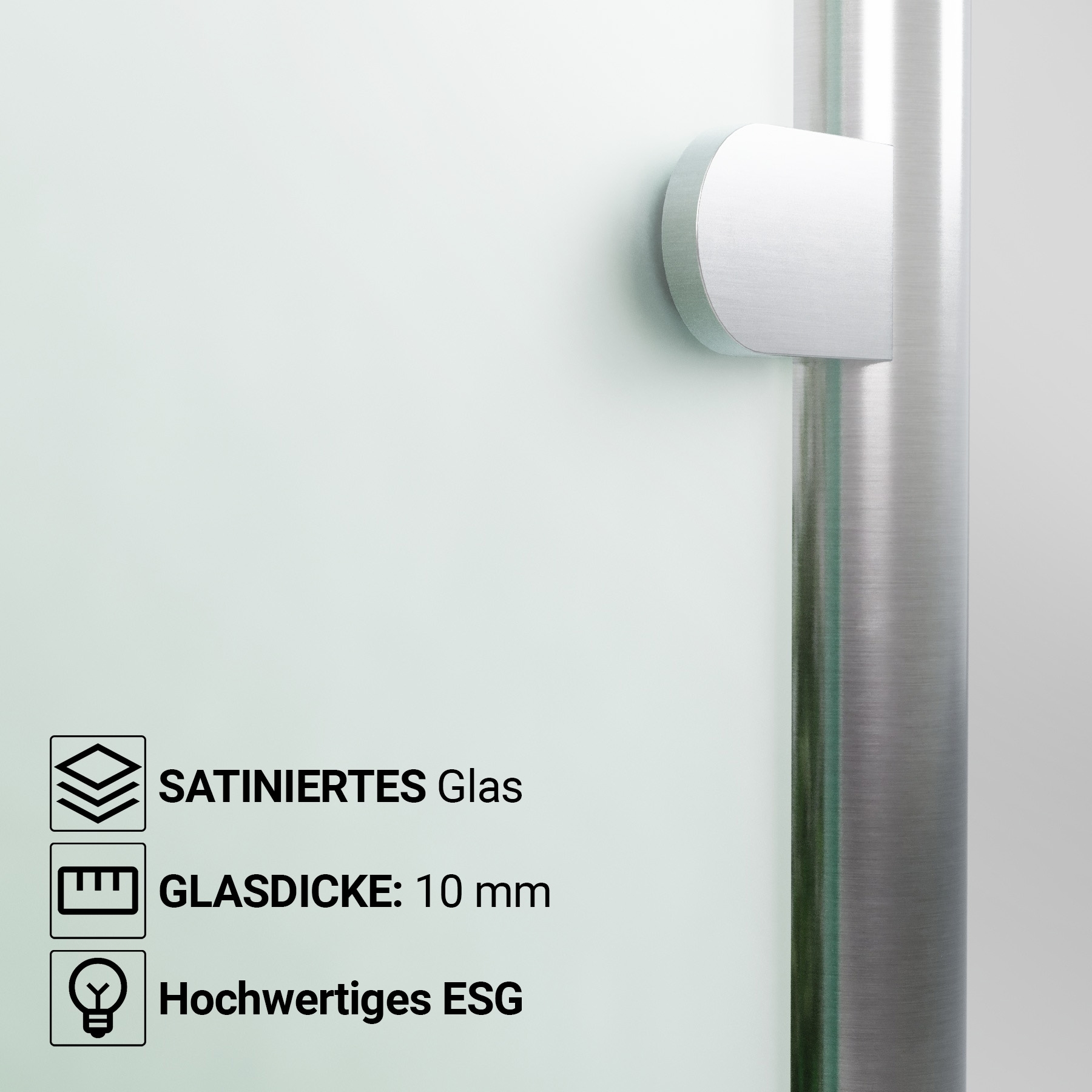 Windschutz mobil 190 cm breit mit satiniertem Glas
