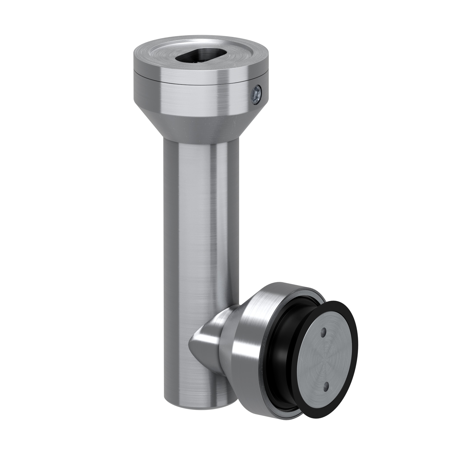 Glas-Wand-Verbinder Edelstahl 90° mit Fuss - fest 10-12 mm