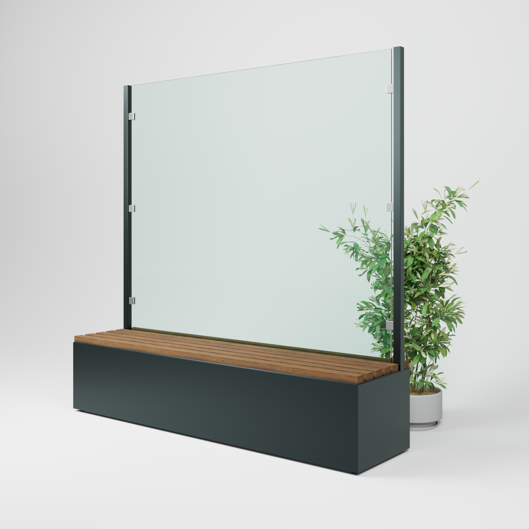 Sitzbank mit Sicht- & Windschutz | 185 cm breit | Klarglas