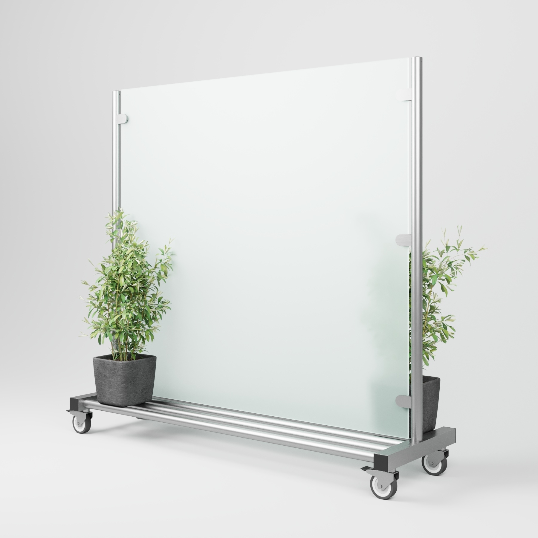 Windschutz mobil 190 cm breit mit satiniertem Glas