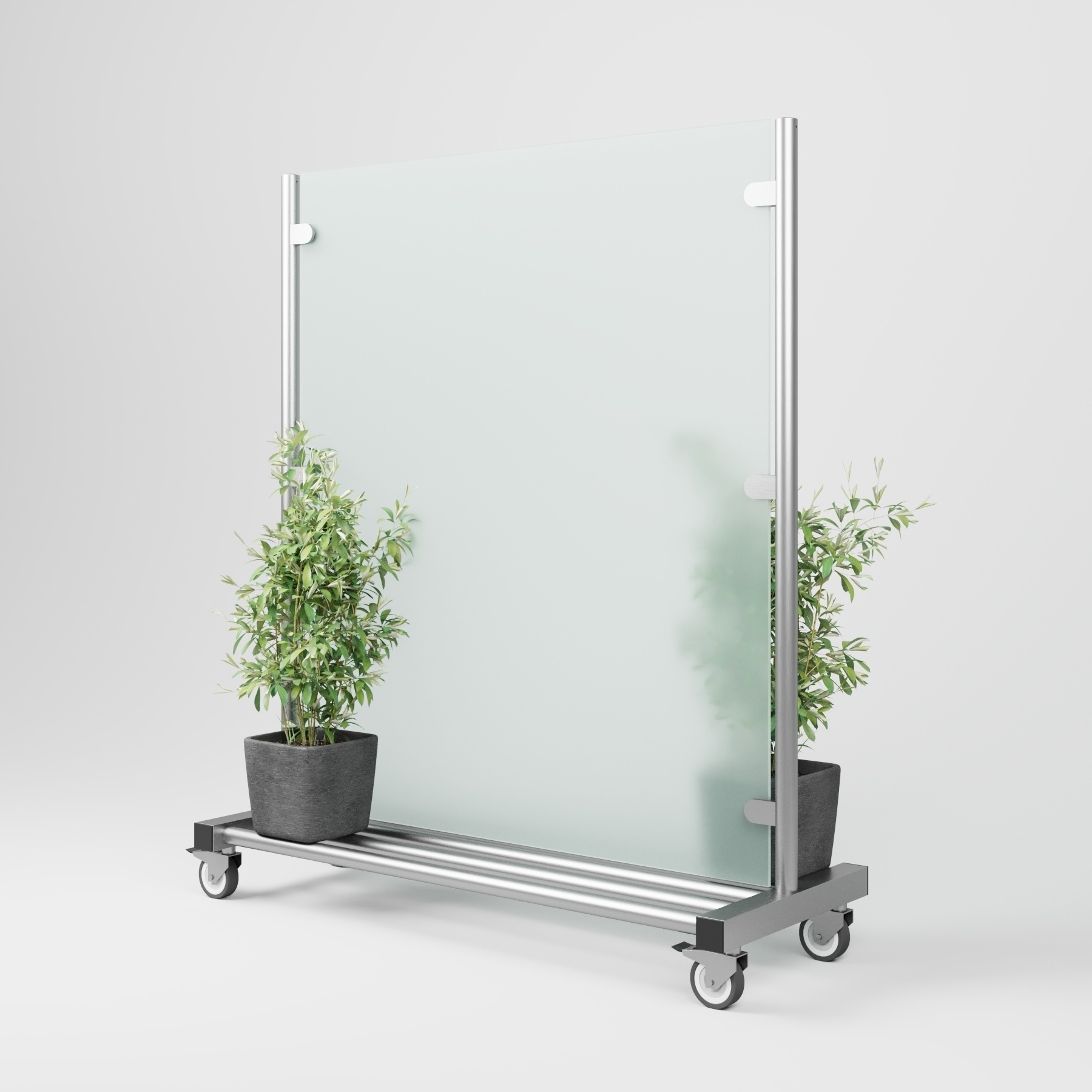 Windschutz mobil 150 cm breit mit satiniertem Glas