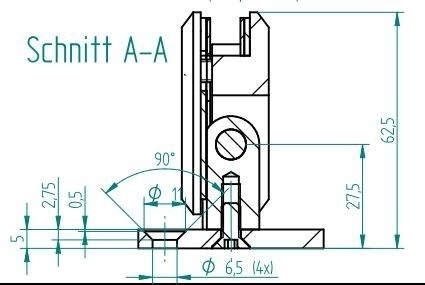 Scharnier Verbindung | Wand-Glas 90° | Schwarz Matt