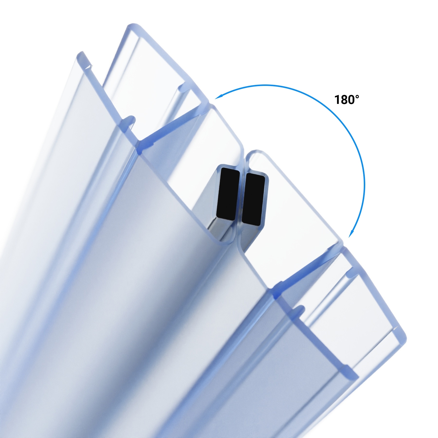 Magnetdichtung 180° für 8 mm Glas | angeschrägt, 2500 mm Länge
