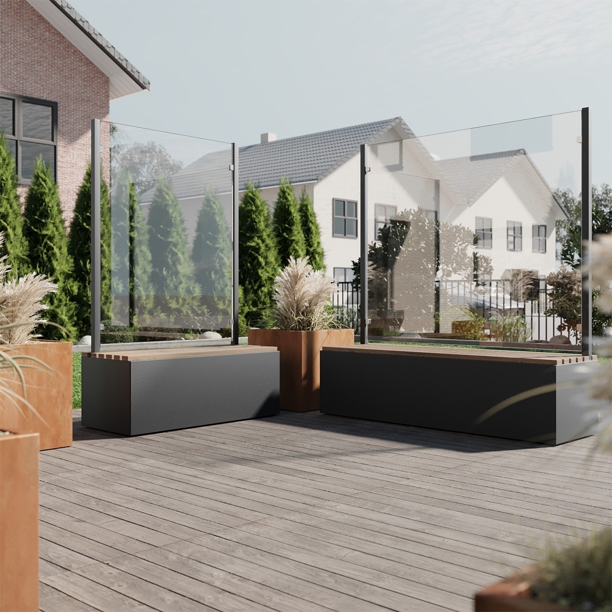 Sitzbank mit Sicht- & Windschutz 135 cm breit