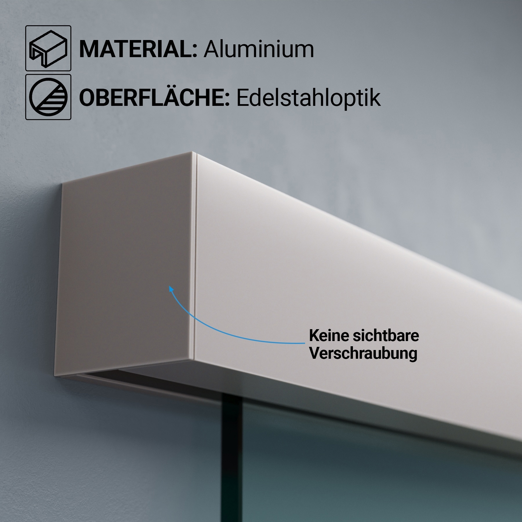 Schiebetür BASIC mit Softclose | in Edelstahloptik | 925 x 2170 mm | Komplettset mit Klarglas Muster "STRIPES DQ"