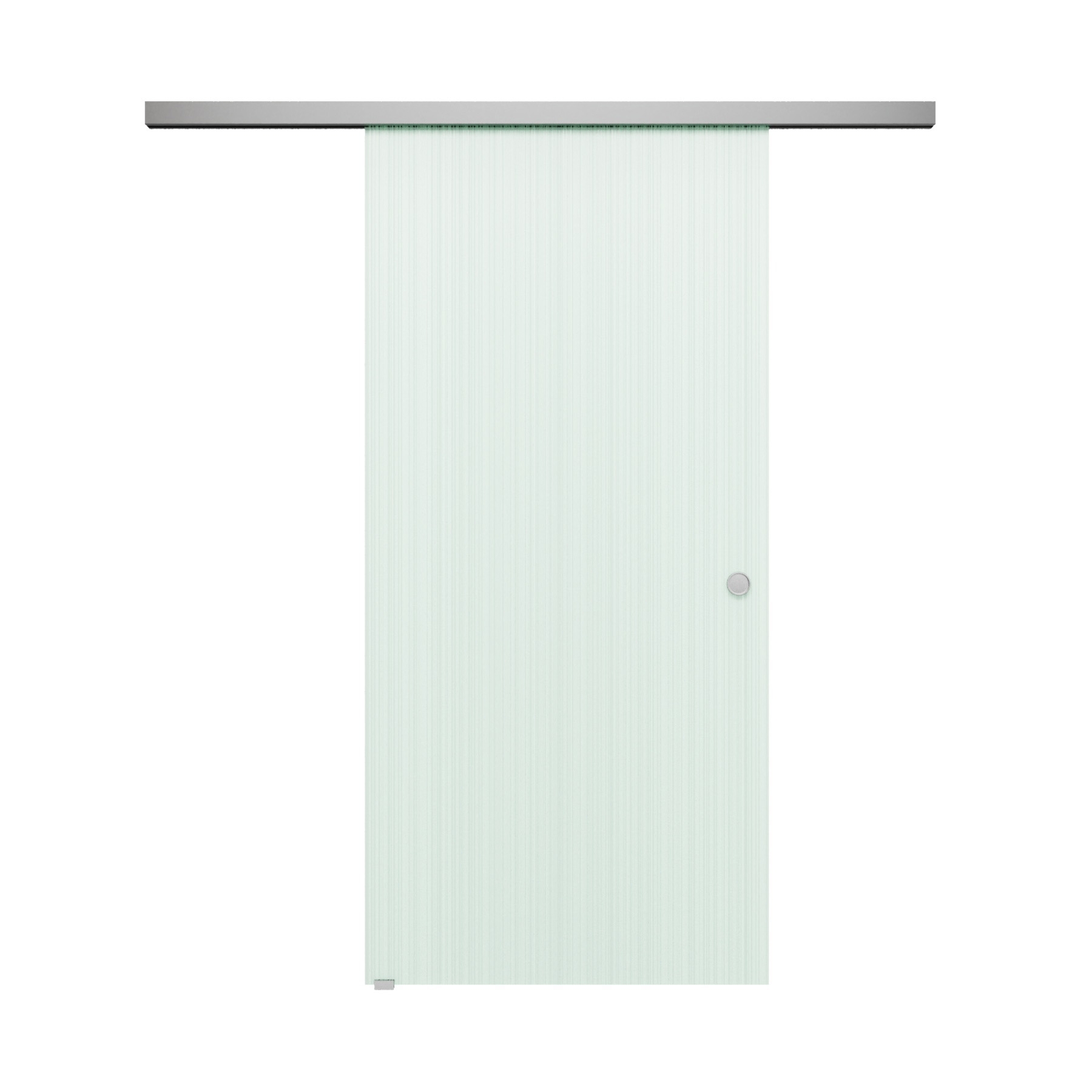 Schiebetür BASIC mit Softclose | in Edelstahloptik | Komplettset mit Klarglas Muster "STRIPES DA"