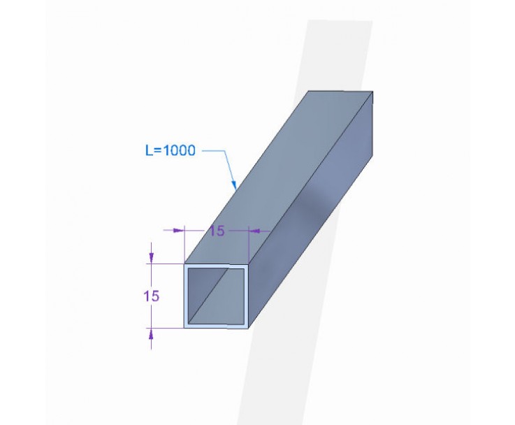 Stabilisationsstange Angular, 15 x 15 mm, Länge 1000 mm - Hochglanz, Bild 2