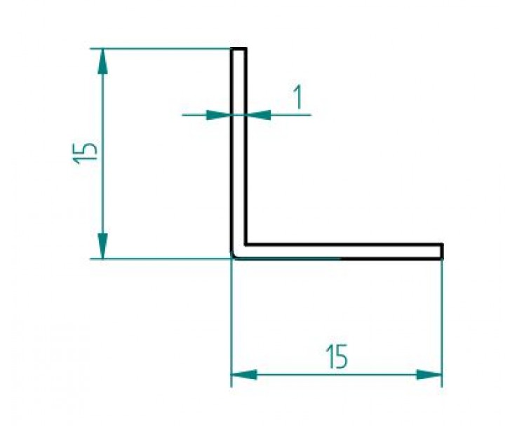 L-Profil - Winkel 90°, 15 mm Schenkel - 4 m lang, Bild 2