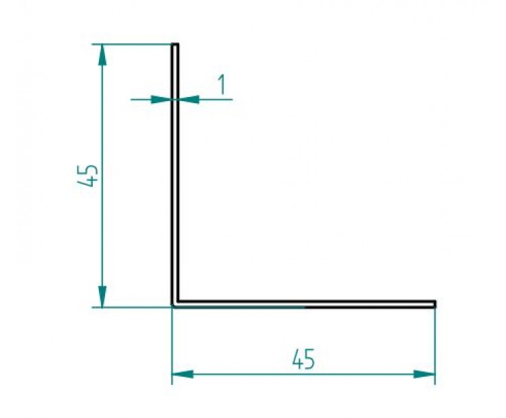 L-Profil - Winkel 90°, 45 mm Schenkel - 4 m lang, Bild 2