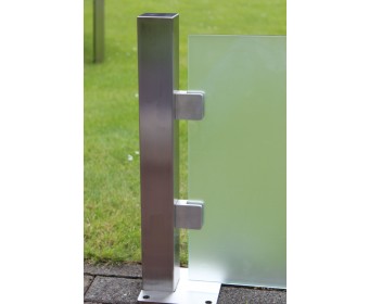 End-Pfosten System F Glasstärke 10,76-17,52 mm eckig für Sichtschutz zum Aufschrauben