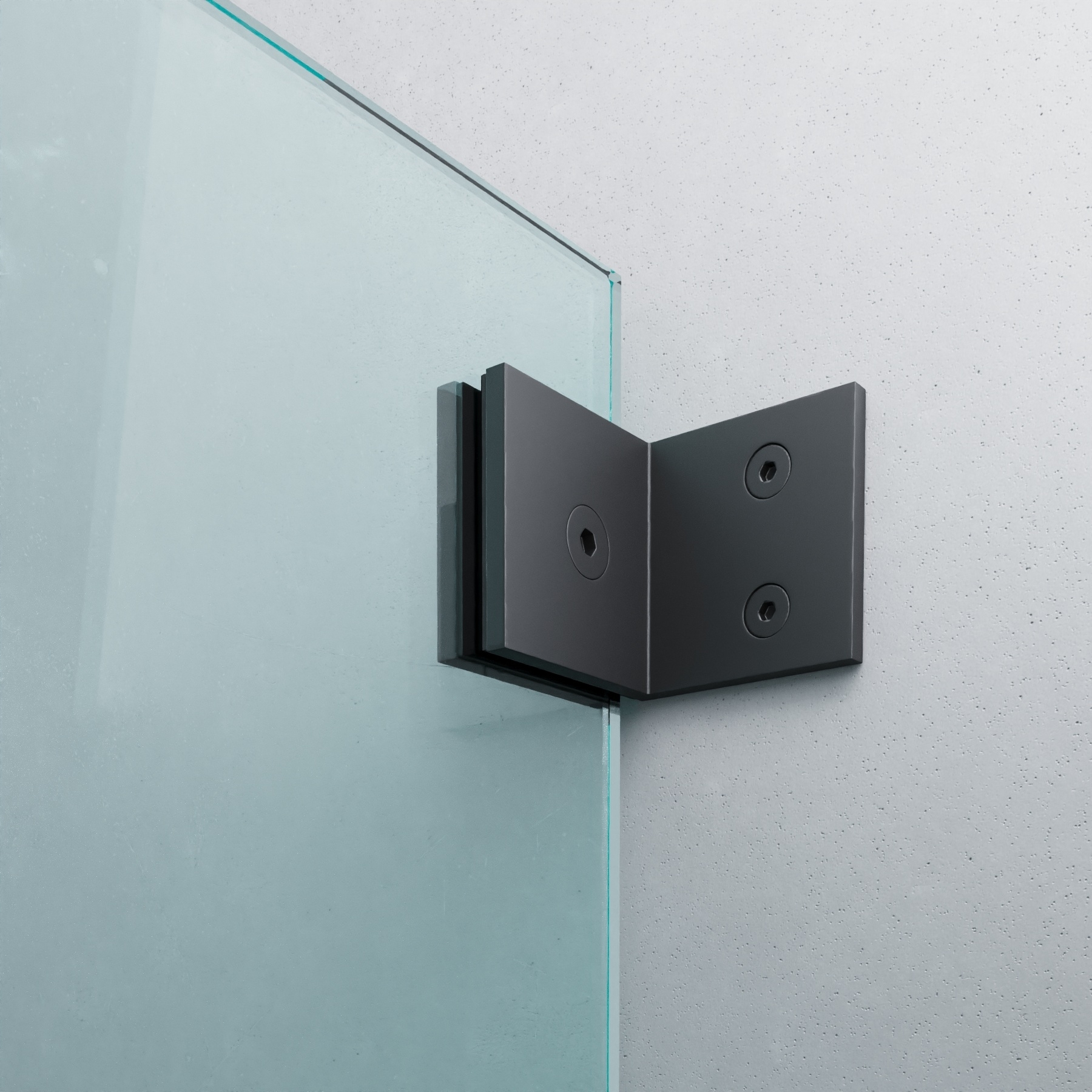 Winkelverbinder | Glas-Wand 90° | Schwarz Matt