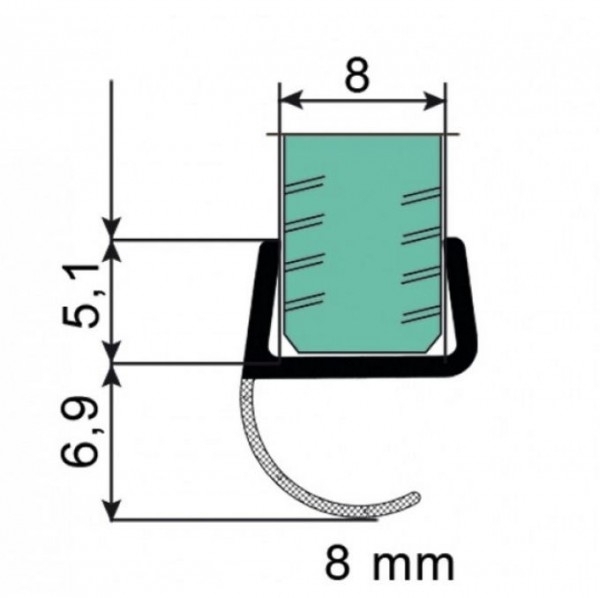 Schlauchdichtung offen transprarent  zum aufschieben 2500 mm