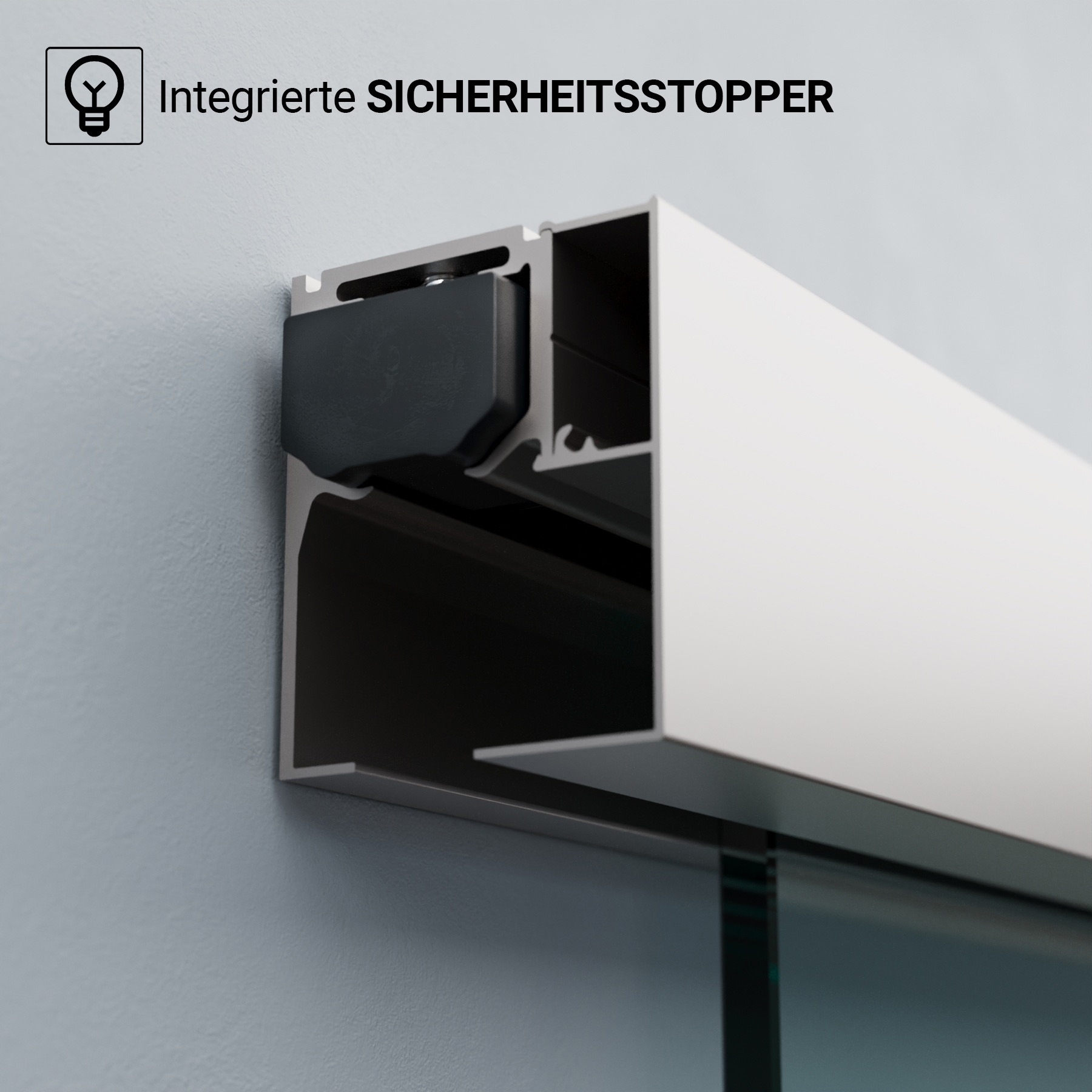 Schiebetür BASIC mit Softclose | in Edelstahloptik | 925 x 2170 mm | Komplettset mit Klarglas Muster "STRIPES DQ"