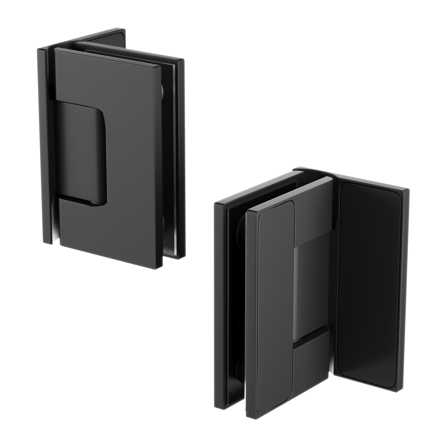 Scharnier Verbinder | Glas-Wand 90° | Schwarz Matt