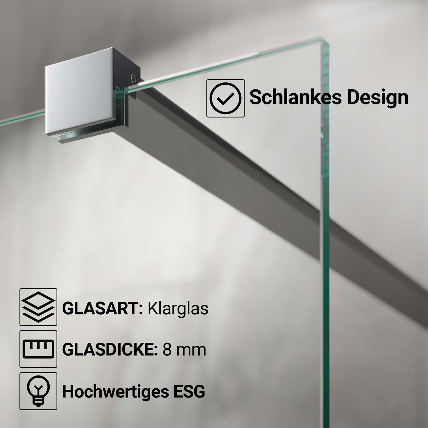 Walk-In Dusche AquaSplash | 120 cm x 200 cm | Hochglanz