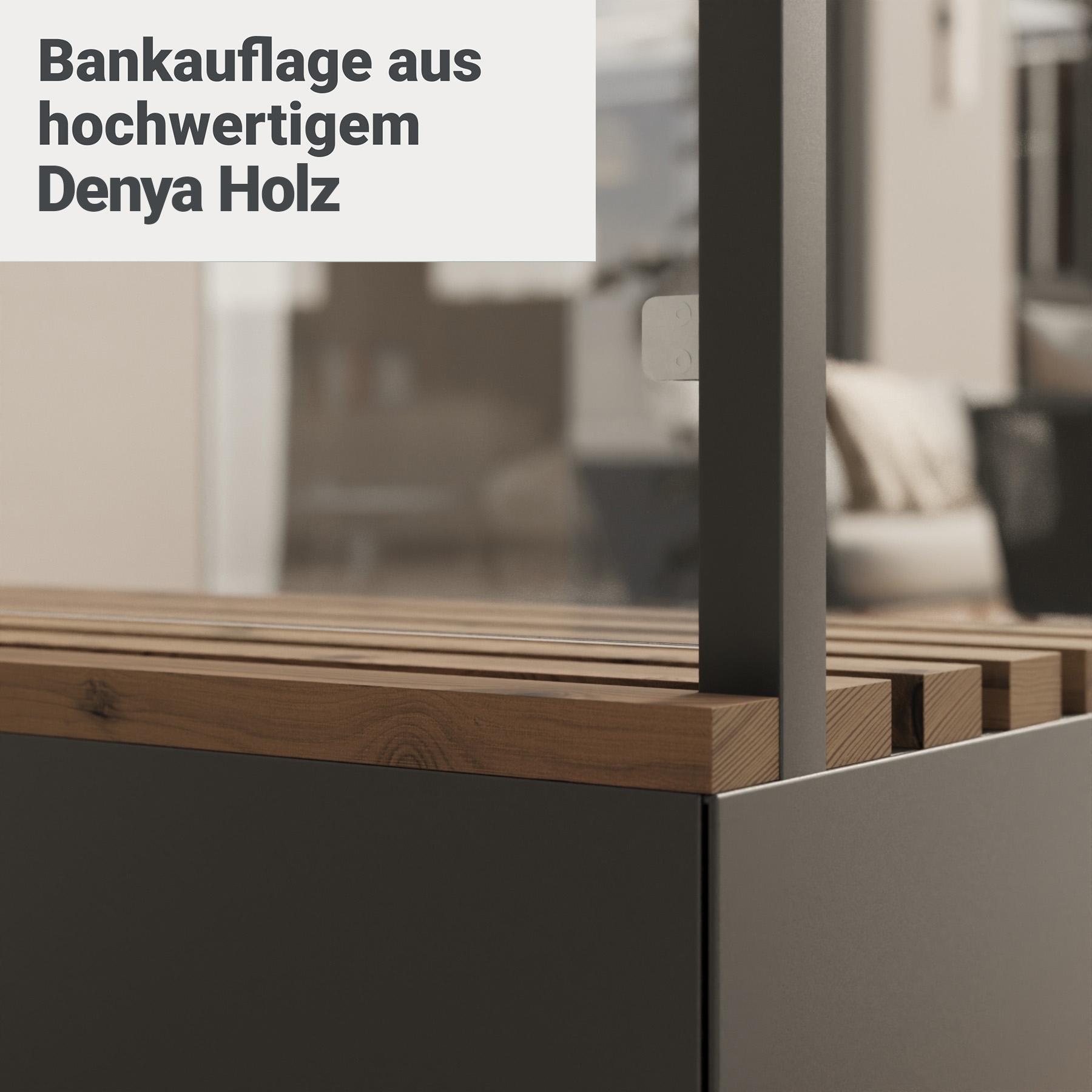 Sitzbank mit Sicht- & Windschutz | 185 cm breit | Klarglas